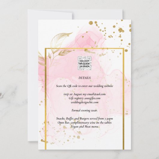 ROZE GOUD TROUW Alcohol Ink Abstract Kaart (Achterkant)