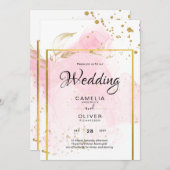 ROZE GOUD TROUW Alcohol Ink Abstract Kaart (Voorkant / Achterkant)