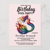 Roze Goud Turquoise Zeemeermin Staart Zwembad Fees Briefkaart (Voorkant)