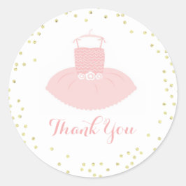 Roze & Goud Tutu Baby shower Dank u Ronde Sticker