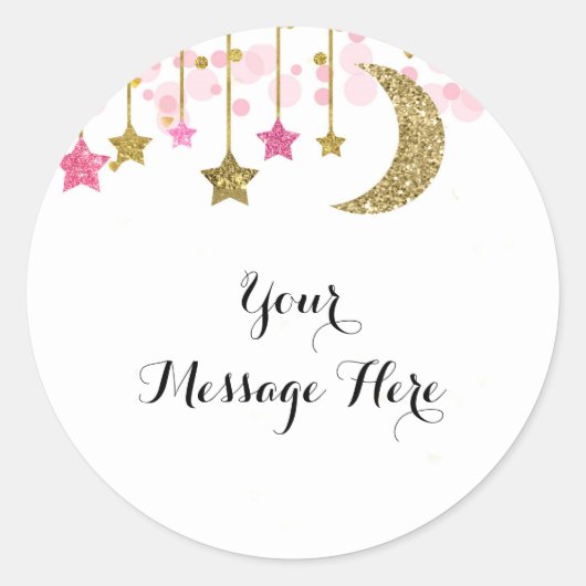 Roze Goud twinkle twinkle Dank U Sticker (Voorkant)