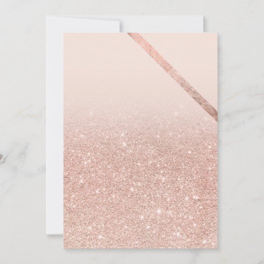 Roze goud typografie streep glitters blush Sweet 1 Kaart (Achterkant)