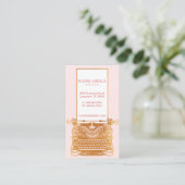  Roze & Goud Underwood Typewriter Monogram Visitekaartje (Staand voorkant)