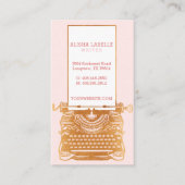  Roze & Goud Underwood Typewriter Monogram Visitekaartje (Voorkant)