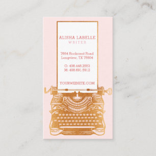 Roze & Goud Underwood Typewriter Monogram Visitekaartje