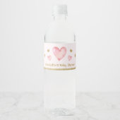 Roze Goud Valentijns Baby shower Verjaardagsfeest Waterfles Etiket (Voorkant)