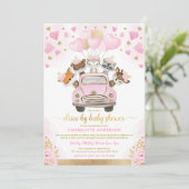 Roze Goud Valentijnse Woodland Drive door Baby sho Kaart (Staand voorkant)