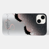 Roze Goud Valse Wimpers Zwart Glitters Zilver  Case-Mate iPhone Case (Achterkant (horizontaal))