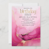 Roze Goud Verjaardag Kaart (Voorkant)