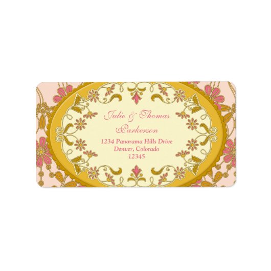 Roze Goud  Victoriaans Bruiloft Retouradres Etiket (Voorkant)
