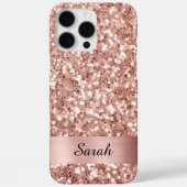 Roze Goud Vierkant Glitter Schitterstrip Folie Case-Mate iPhone Case (Achterkant)
