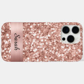 Roze Goud Vierkant Glitter Schitterstrip Folie Case-Mate iPhone Case (Achterkant (horizontaal))