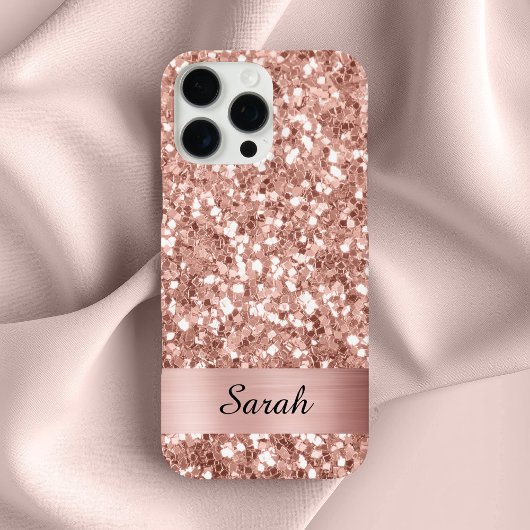 Roze Goud Vierkant Glitter Schitterstrip Folie Case-Mate iPhone Case