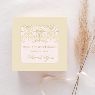 Roze Goud Vintage Glamour Bruidsdouche Vierkante Sticker