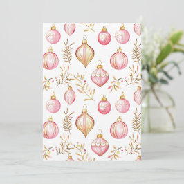 Roze Goud Vintage Ornamenten Kerst Vakantiekaart Feestdagenkaart