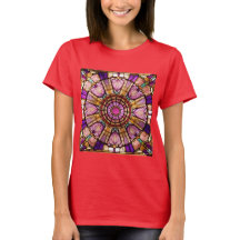 Roze, Goud & Violet Glas in lood Rood T-shirt