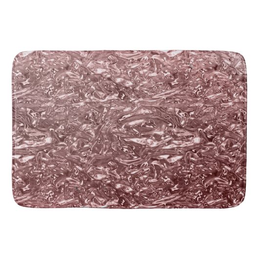 Roze Goud Vloeibare Chroom Metallic Chic Glam Badmat (Voorkant)