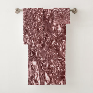 Roze Goud Vloeibare Chroom Metallic Chic Glamour Bad Handdoek