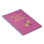 Roze Goud Volg Je Dromen Libel Notitieboek (Rechterzijde)