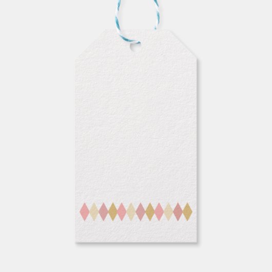 Roze & Goud Vrolijk en helder kerstcadeau Label Cadeaulabel (Achterkant)