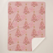 Roze Goud Vrolijk en Heldere Kerstboom Sherpa Deken (Voorkant)