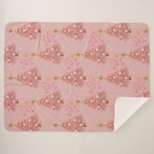 Roze Goud Vrolijk en Heldere Kerstboom Sherpa Deken (Voorkant (horizontaal))