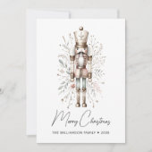 Roze & Goud Vrolijk Kerstmis Notenkraker Kaart (Voorkant)