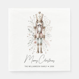 Roze & Goud Vrolijke Kerstmis Notenkraker Servet