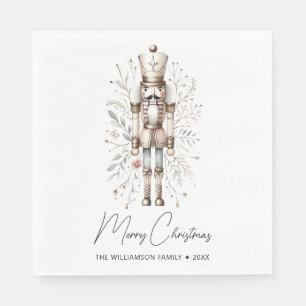 Roze & Goud Vrolijke Kerstmis Notenkraker Servet