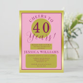 Roze & Goud Vrouwelijk Verjaardagsfeest Kaart (Staand voorkant)