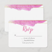Roze & Goud Watercolor Wedding RSVP Kaart (Voorkant / Achterkant)