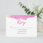 Roze & Goud Watercolor Wedding RSVP Kaart (Staand voorkant)