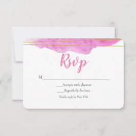 Roze & Goud Watercolor Wedding RSVP Kaart
