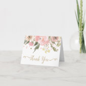 Roze Goud Waterverf Bloem Bedankkaart (Voorkant)