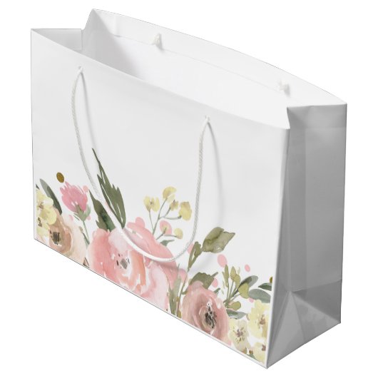 Roze Goud Waterverf Bloem Groot Cadeauzakje (Achterkant Gekanteld)