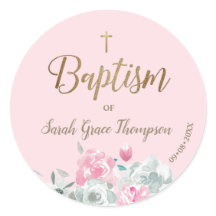 Roze Goud Waterverf bloemenbaby meisje doop