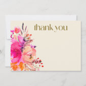 Roze Goud Waterverf Bloemige Elegante Typografie Bedankkaart (Voorkant)