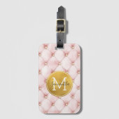 Roze Goud Waterverf Confetti Monogram Bagagelabel (Voorkant (verticaal))
