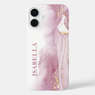 Roze Goud Waterverf Persoonlijk iPhone 16 Hoesje