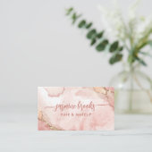 Roze Goud Waterverf Visitekaartje (Staand voorkant)