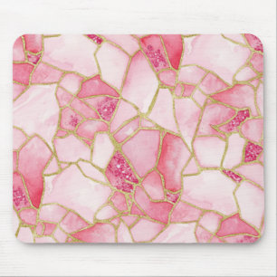 Roze Goud Waterverf Zee Glas Mozaïek Patroon Muismat