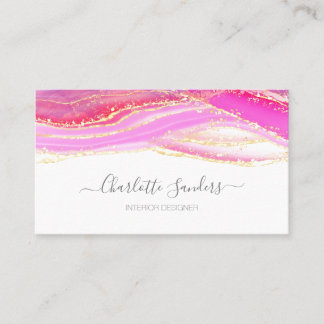 Roze Goud waterverven chique moderne typografie Visitekaartje