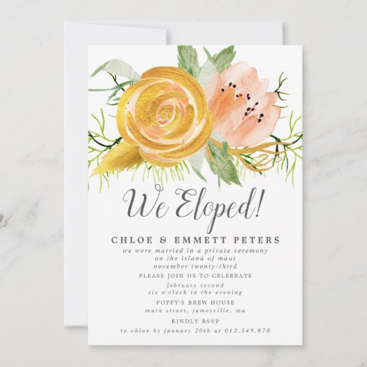 Roze goud We hebben een Elopement Reception Invina (Voorkant)