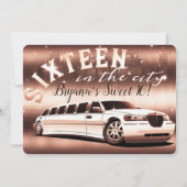 Roze Goud Winkelspree Stad Limo Zoete 16 Feest Kaart (Achterkant)