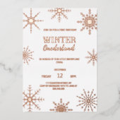 Roze Goud Winter Eenderland Folie Uitnodiging (Voorkant)