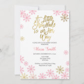 Roze Goud Winter Wonderland Meisje Baby shower Kaart (Voorkant)