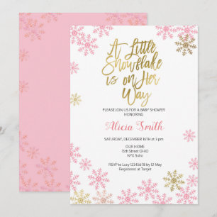 Roze Goud Winter Wonderland Meisje Baby shower Kaart