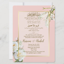 Roze Goud Wit Arabisch Engels Moslim Formal Kaart