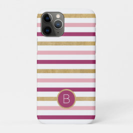 Roze Goud Wit Classic Stripe Monogram Case-Mate iPhone Case
