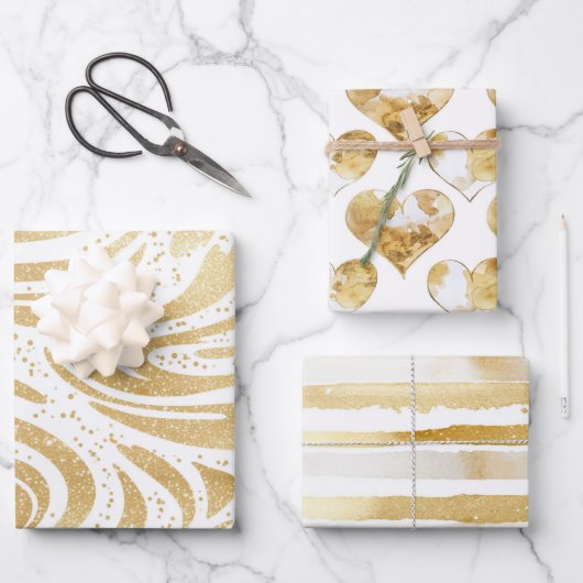 Roze Goud Wit Crème Hart Cupcake Verjaardag Inpakpapier Vel (Voorkant)